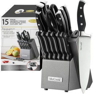 McCook 15-piece Kitchen Knife Set with Built-in Sharpener